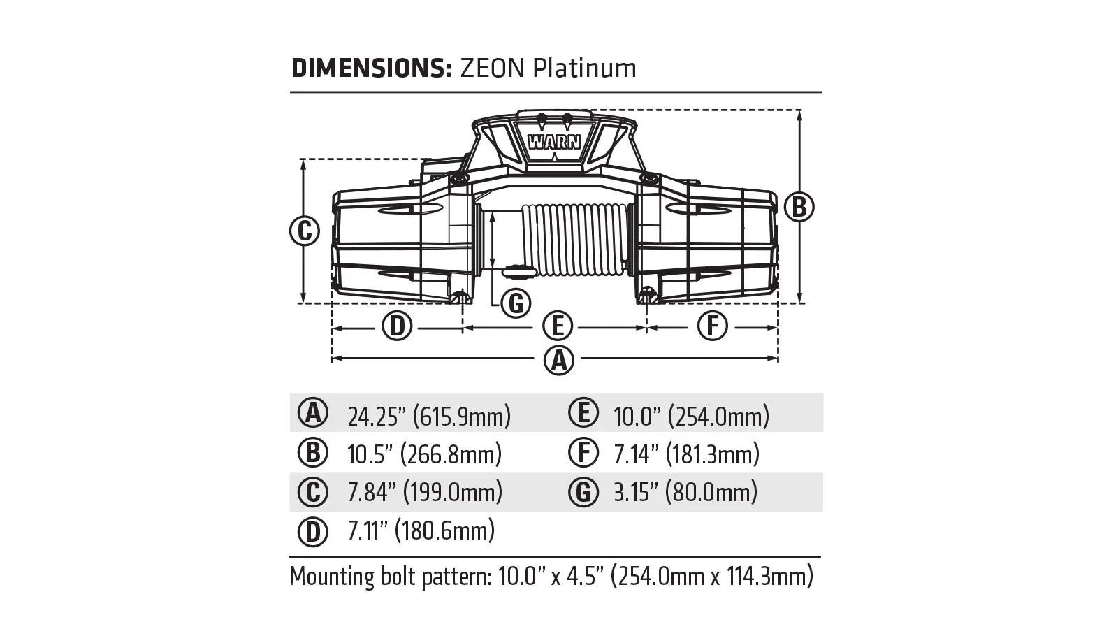 WARN ZEON Platinum 10 Winch – 10,000 lb – Steel Rope