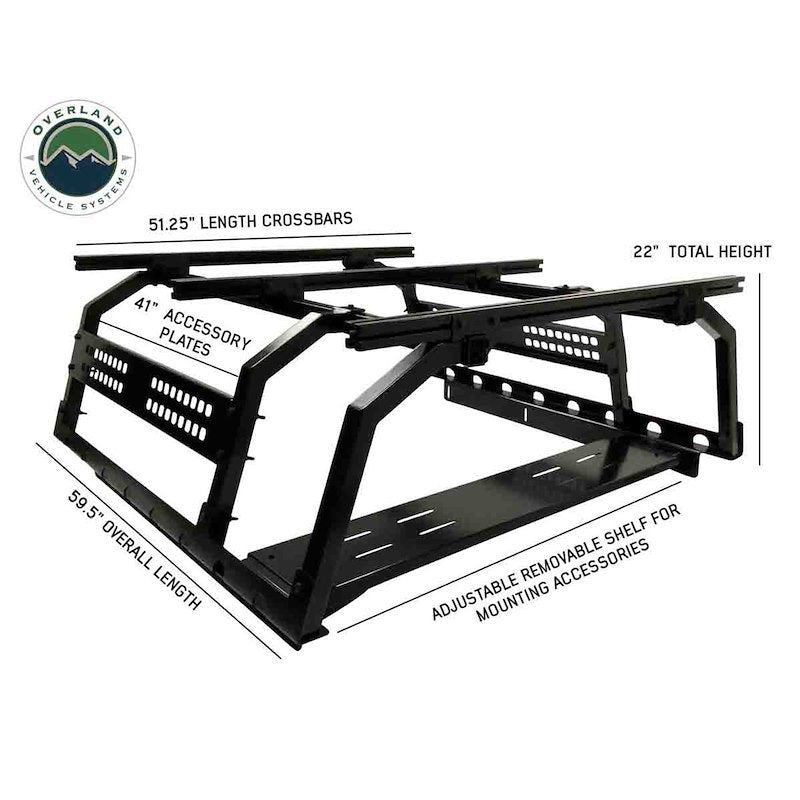 OVS Discovery Truck Bed Rack System – Adjustable Aluminum Overland Rack for Mid-Size Trucks