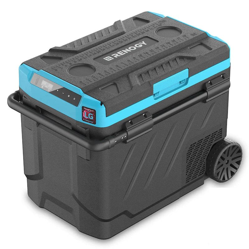 Renogy 53QT Portable Dual-Zone Refrigerator & Freezer Cooler with Wheels, LG Compressor & App Control