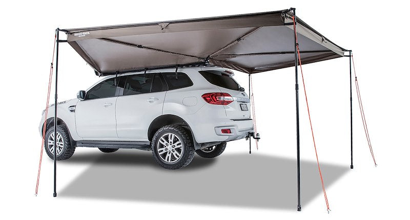 Rhino-Rack Batwing Compact Awning - Left Side Mount - 98 in. x 98 in. - Gray