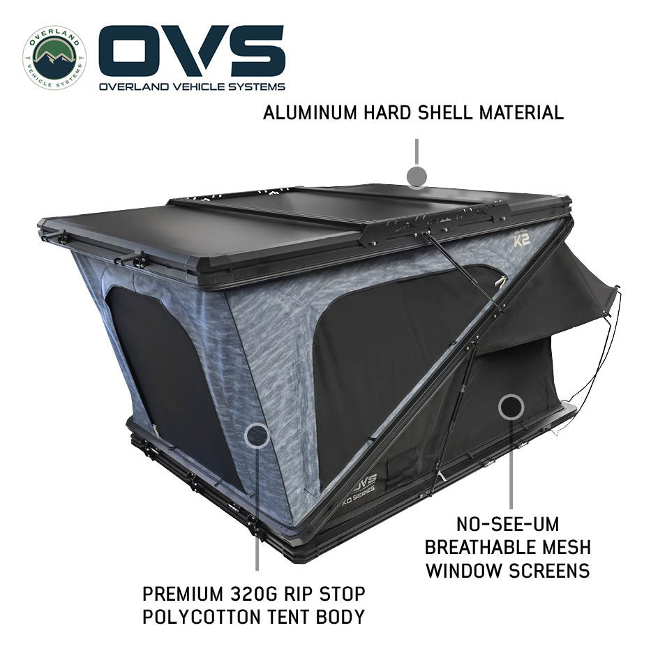 OVS XD K2 Dual-Action Aluminum Clamshell Rooftop Tent – 2 Person
